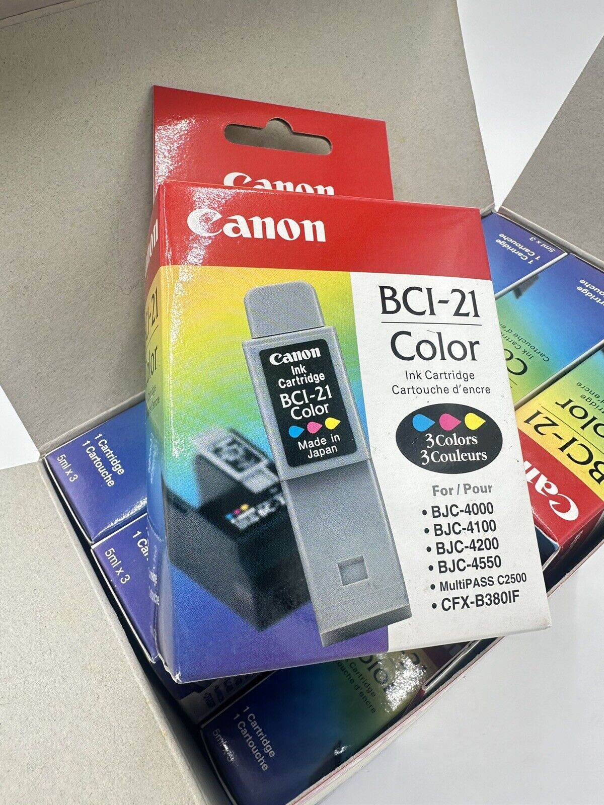 NEW NOS Case Lot of 12 Genuine CANON BCI-21 COLOR Ink Cartridges EXPIRED New