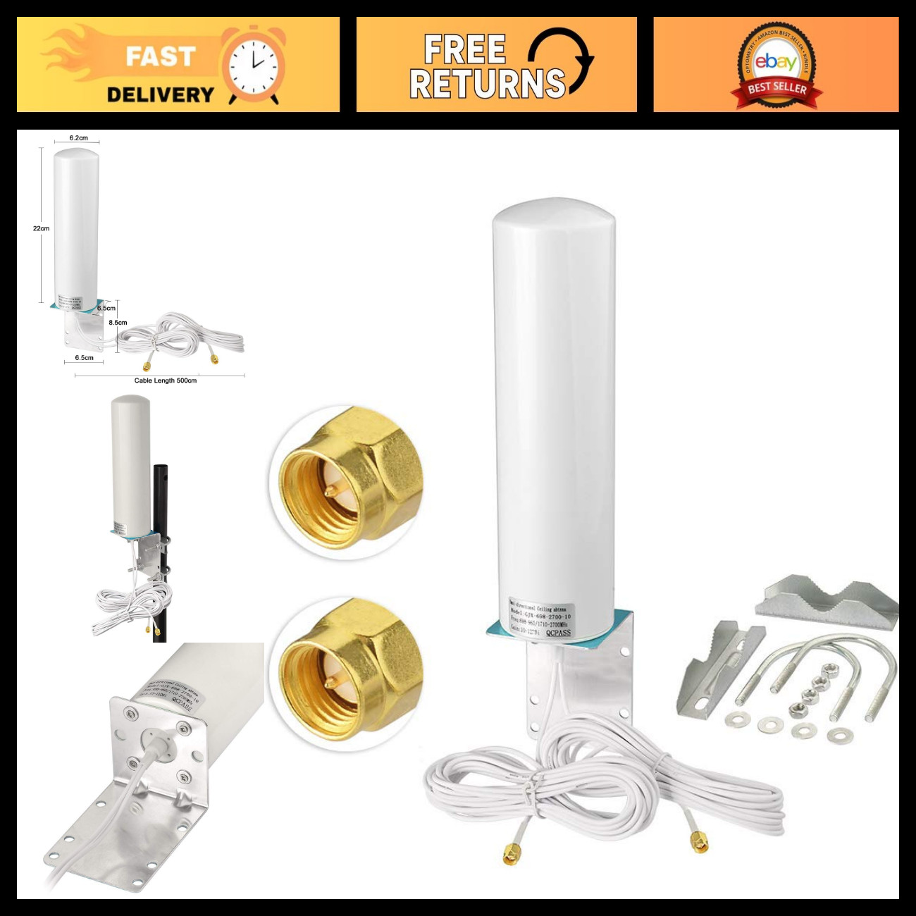 10dBi 4G LTE Outdoor Wall Mount Antenna with SMA TS9 Connectors - Boost Signal