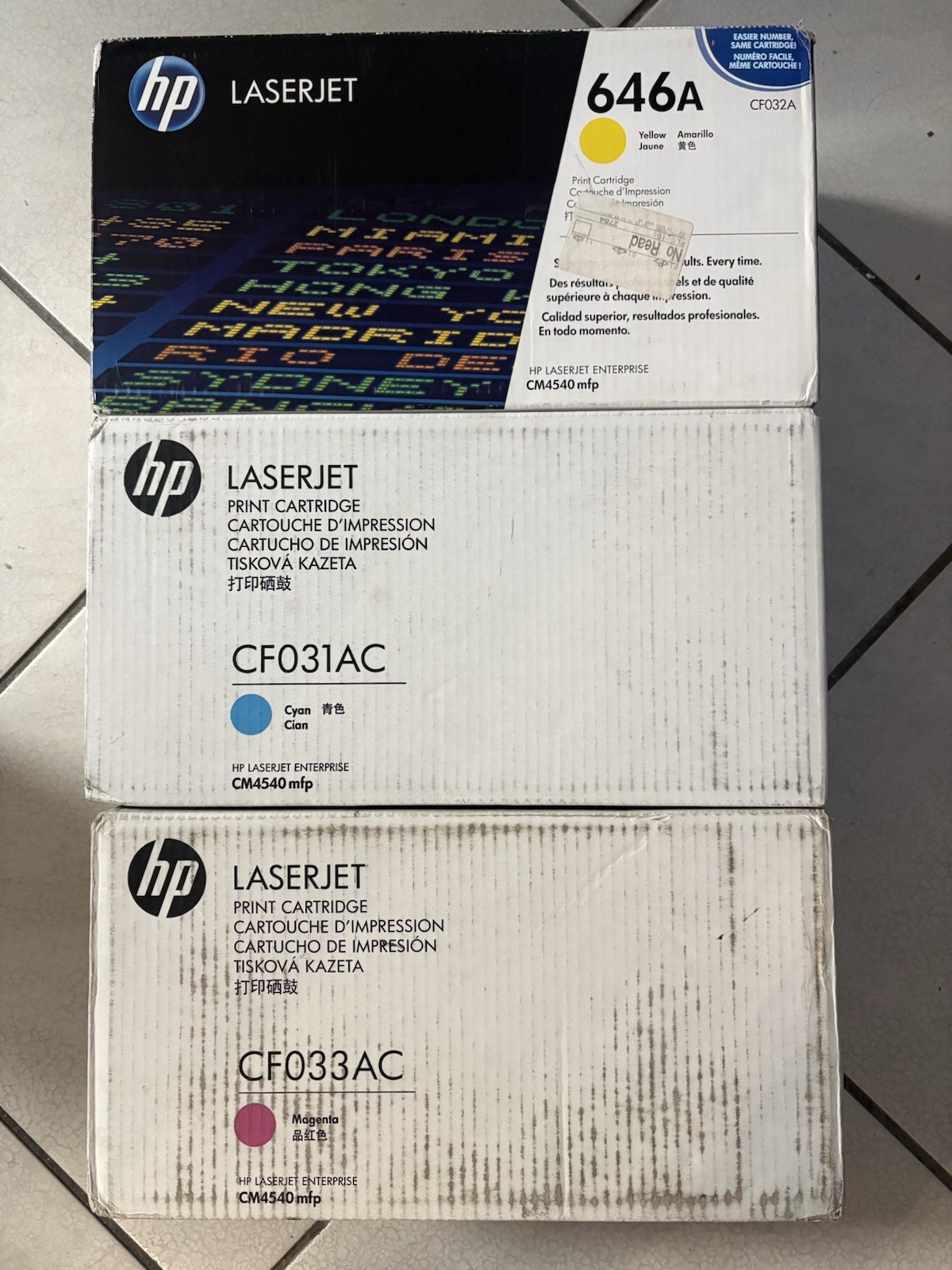 Genuine HP 646A CF031A CF033A CF032A Magenta Yellow Cyan Toner Cartridge Set