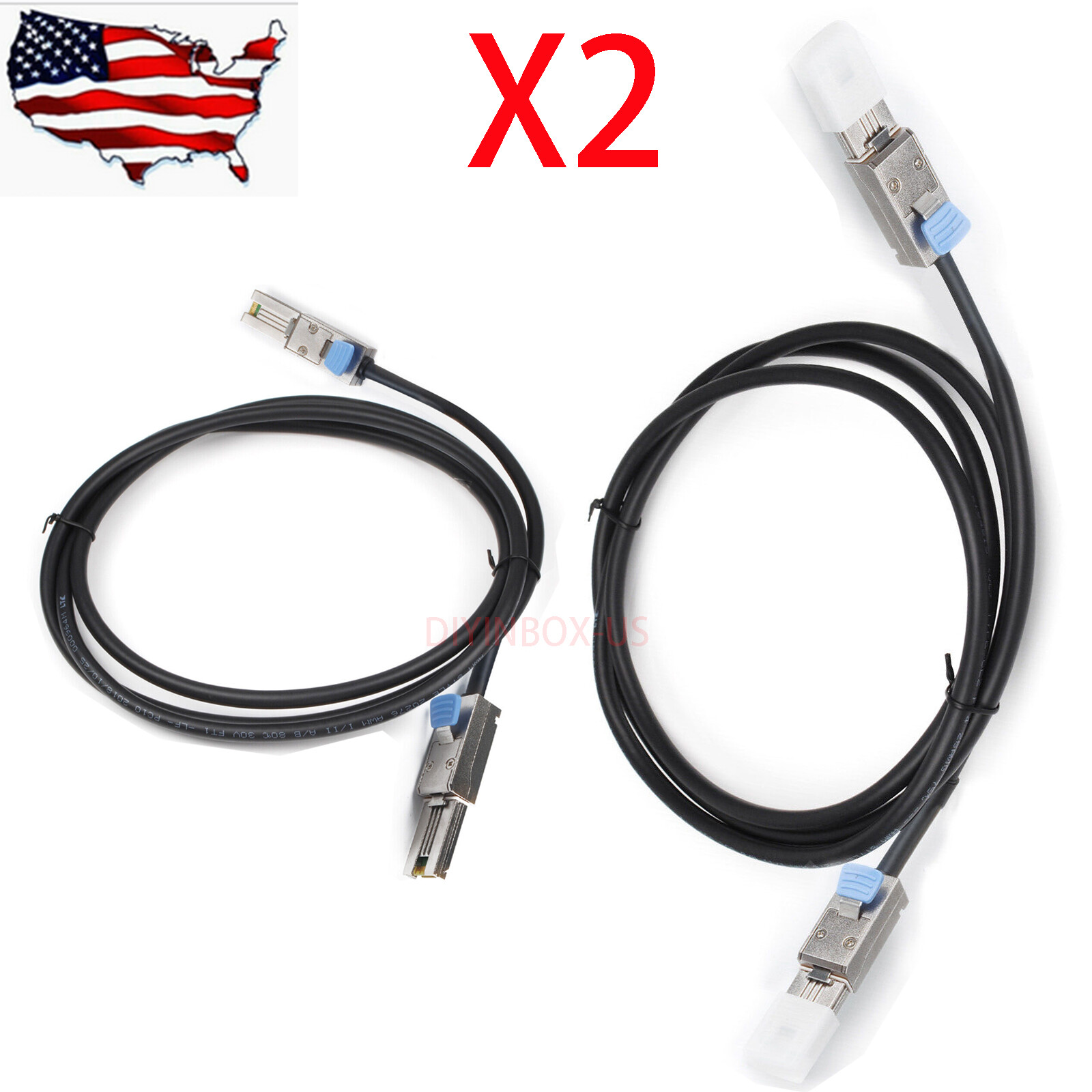 2-pcs For Dell SFF-8088 to SFF-8088 Mini SAS Cable External 09G3K 2M/6.6FT