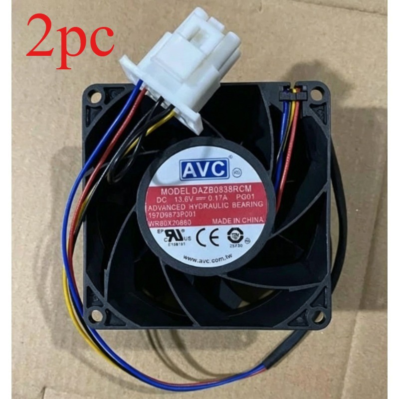 2PC AVC DAZB0838RCM 8038 13.6V 0.17A 8CM cooling fan