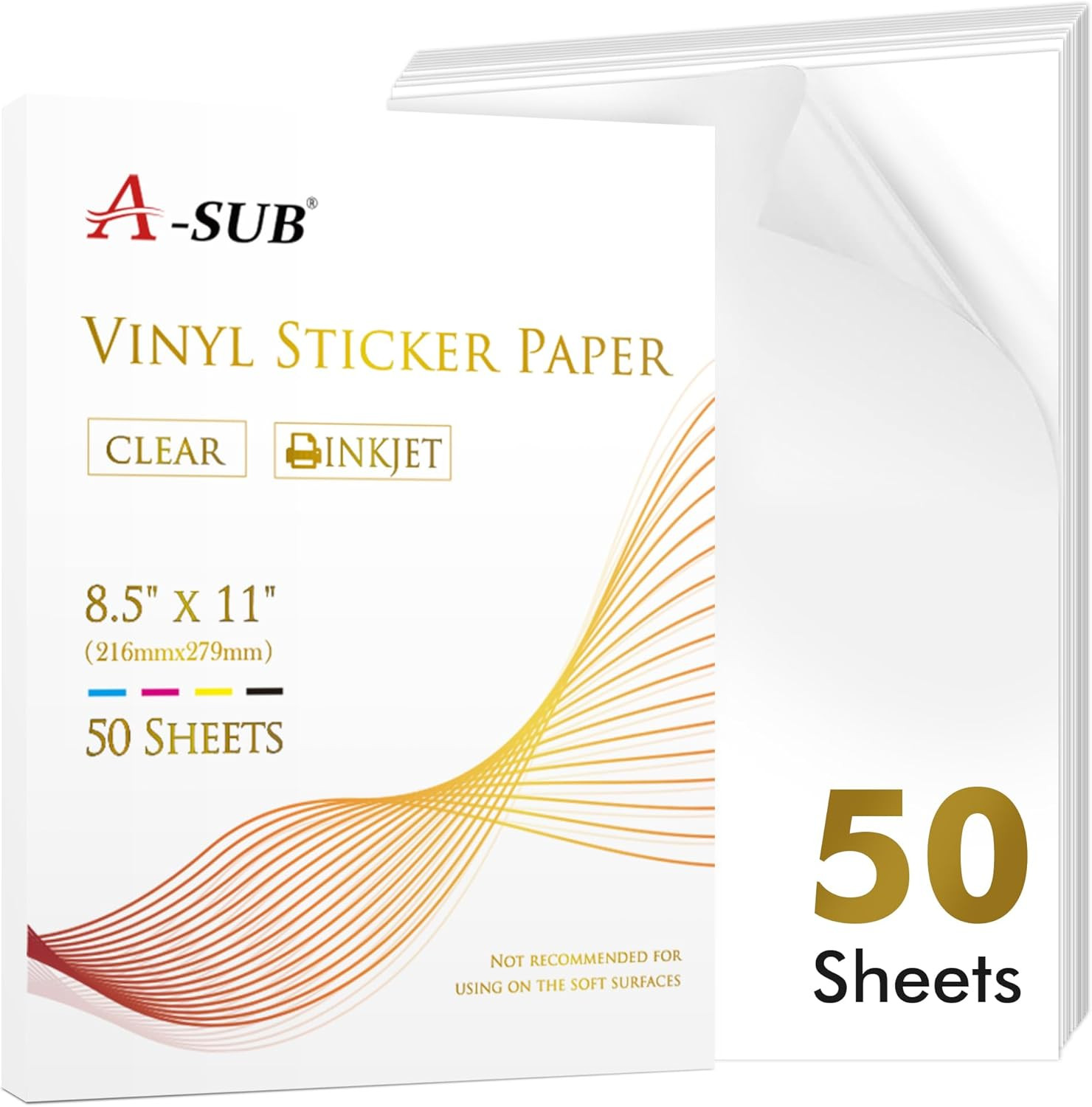 A-SUB Clear Sticker Paper for Inkjet Printers, Waterproof Glossy