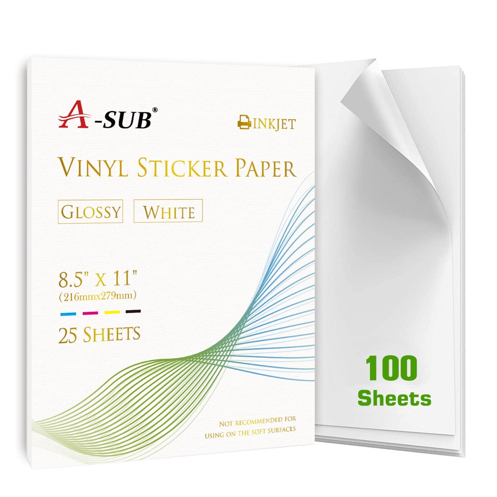 Lot A-SUB Printable Vinyl Sticker Paper Glossy or Matte White / Clear Waterproof