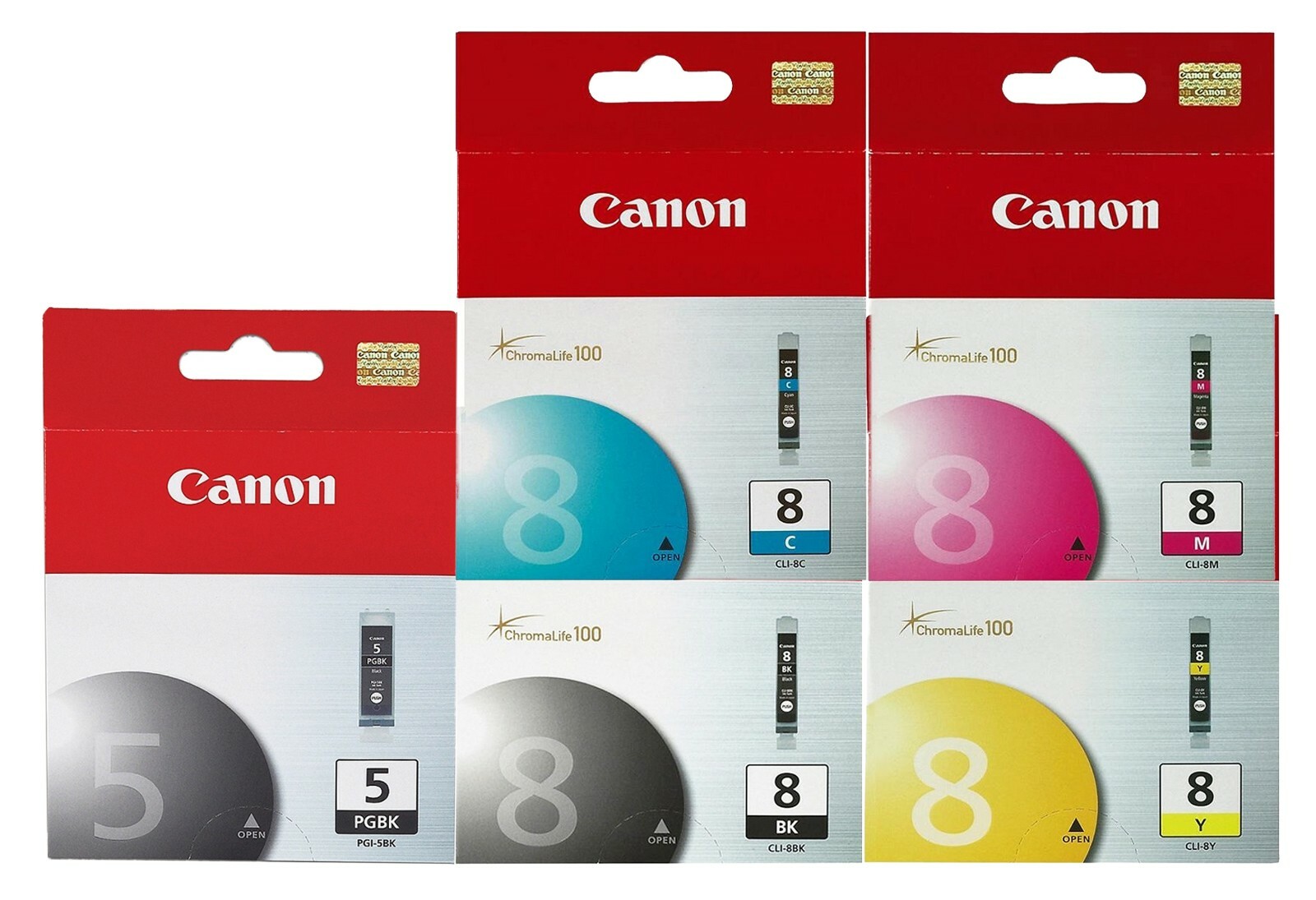 5PK GENUINE Canon PGI-5 CLI-8 Ink Cartridge for PIXMA iP3300 iP3500 iP4200 MP500