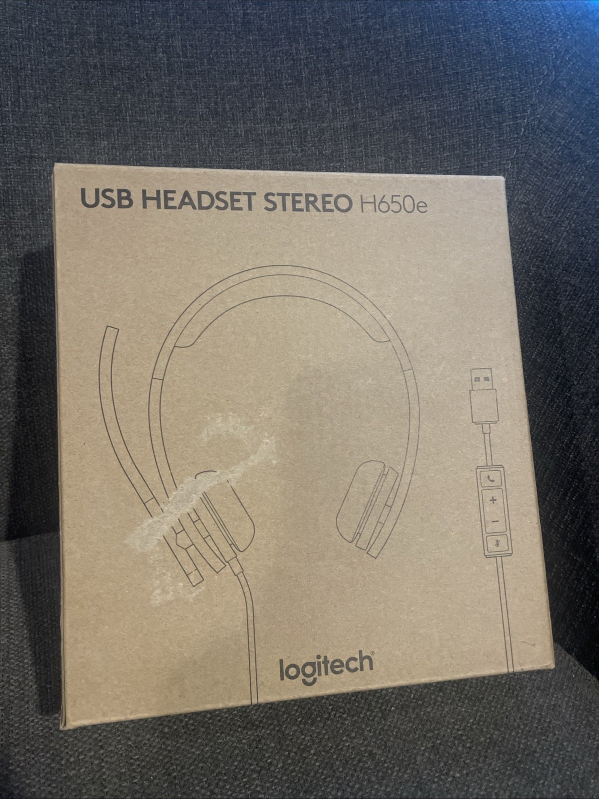 Logitech Wired USB Over Ear Headset Microphone Stereo H650e Black Wideband Audio