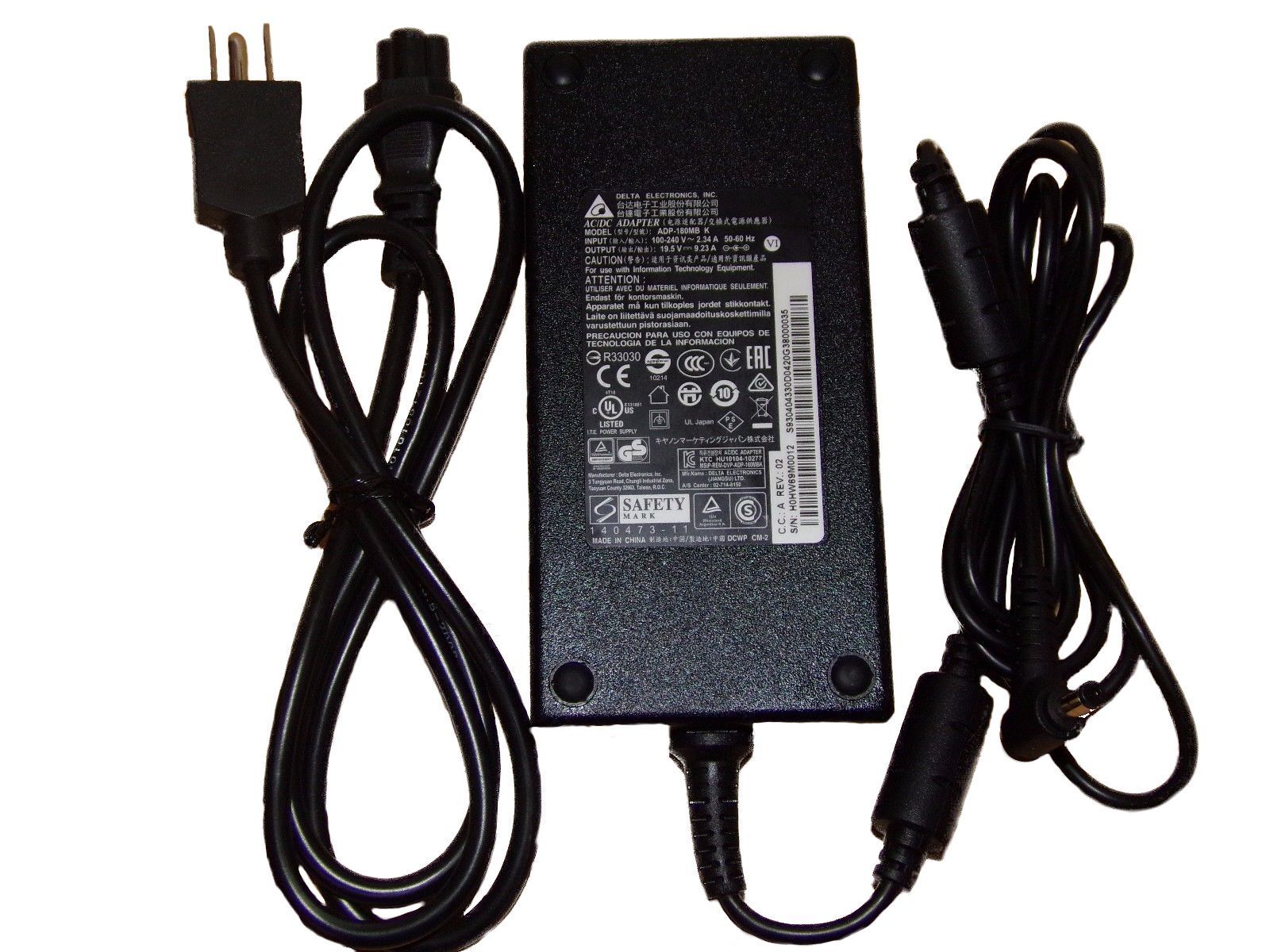 DELTA Electronics MSI GS63VR ADP-180MB K 5.5mmx2 5mm 19.5V 9.23A 180W Ac Adapter