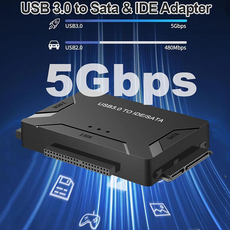 For Ultra Recovery Converter USB 3.0 To SATA IDE SSD Hard Drive Disk Adapter US