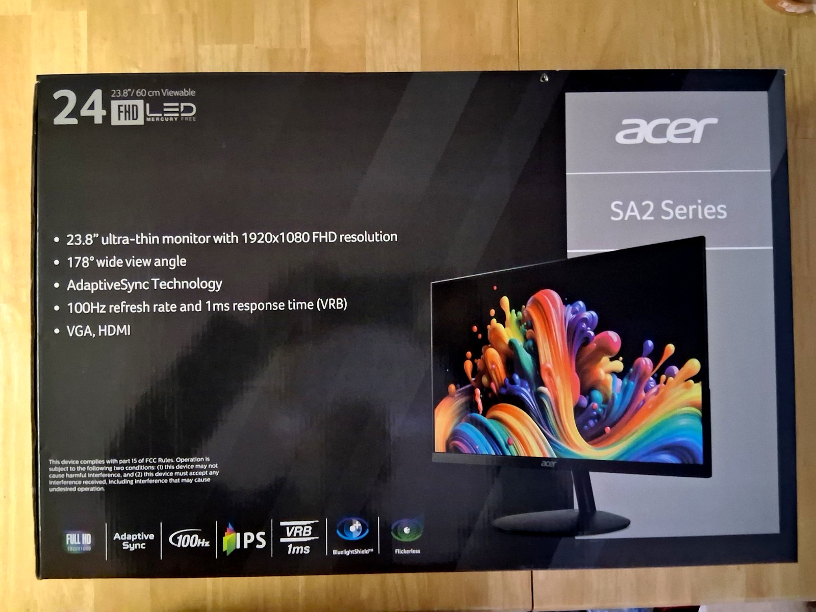Acer 24" SA242Y 23.8" FULL HD  LED  Monitor SA2 Series w/HDMI cable