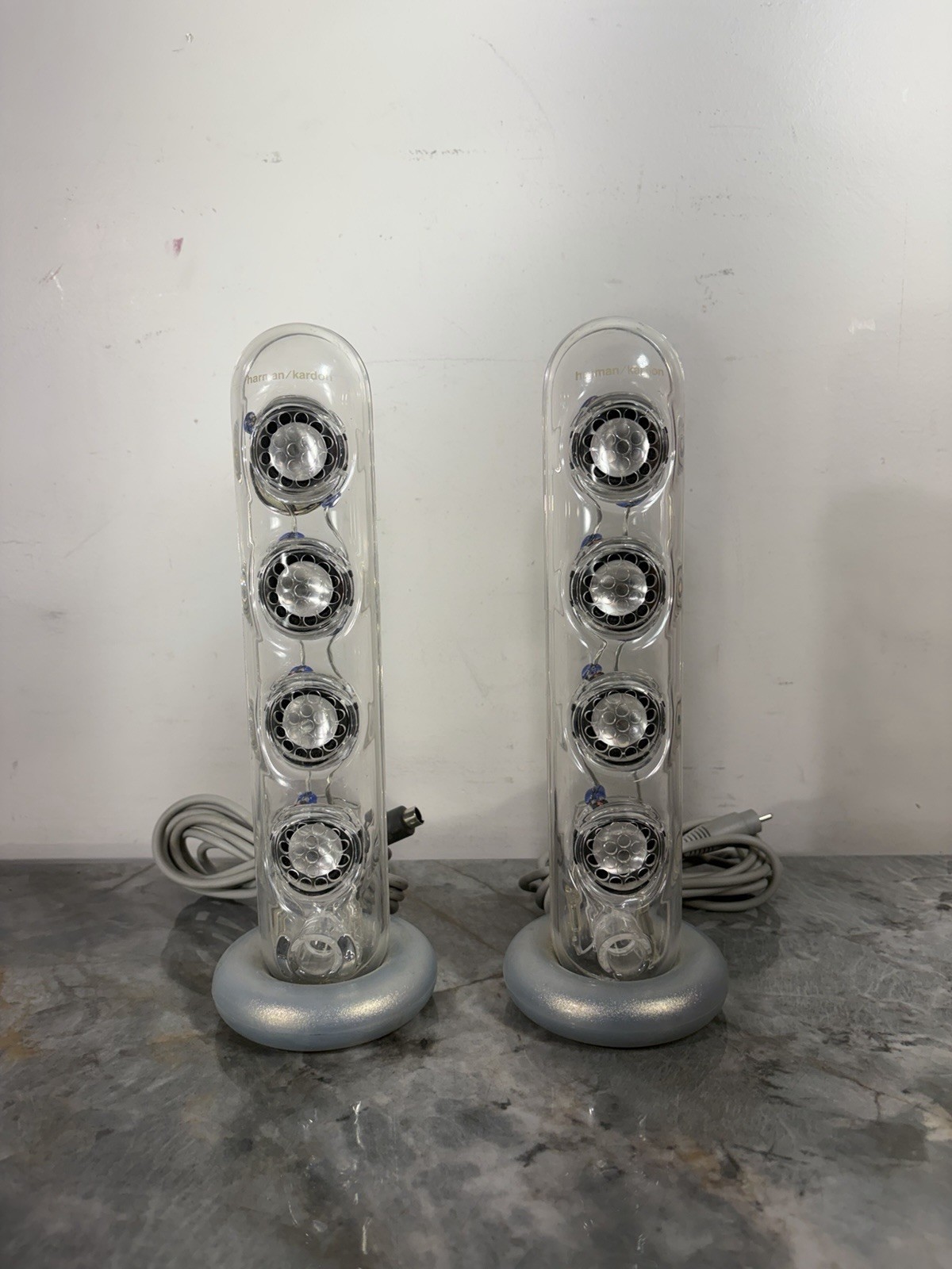 Harman Kardon SoundSticks II Satellite Speakers Pair Tested Working Clear