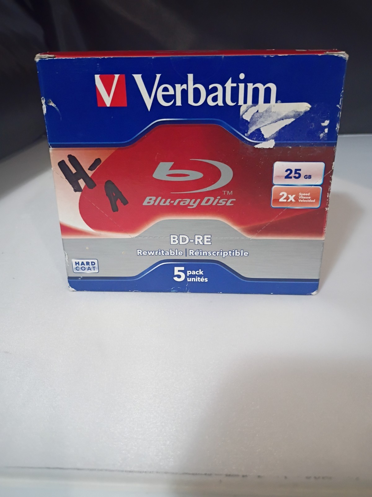 Verbatim BD-RE 25GB Rewritable Blu-ray Discs 5 Pack New Sealed HardCoat