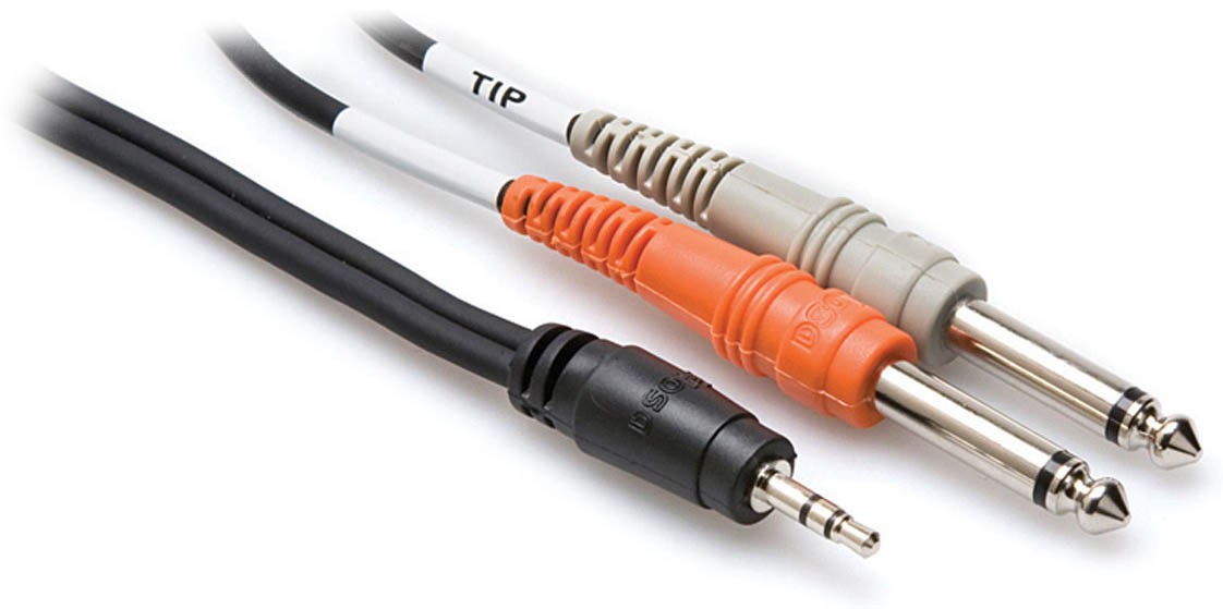 HOSA - Stereo Breakout Cable Adaptor - 3.5 mm TRS to Dual 1/4 in TS - 10 ft