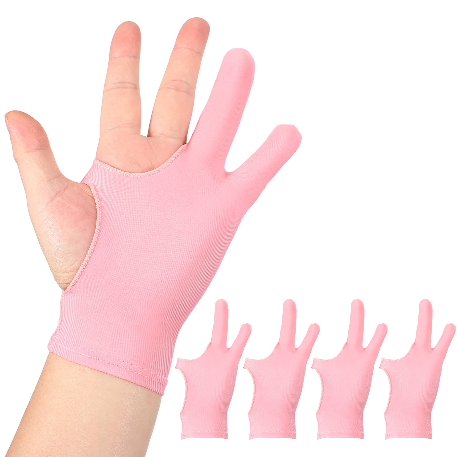 4 PACK Artist Drawing Glove l Size Two Finger Graphics Painting Glove Pink