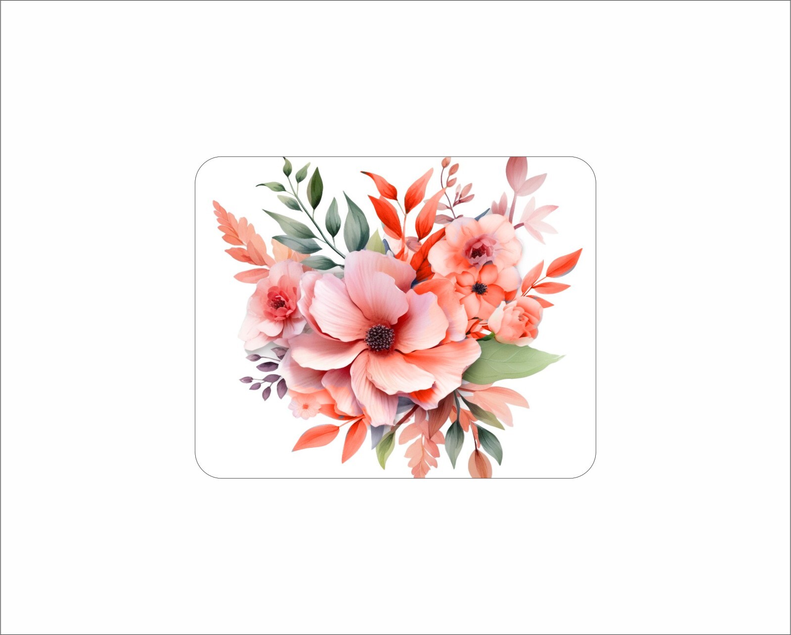 Floral Flower Mouse Pad Bouquet Bunches Watercolor Soft Colors A Ladys Favorite