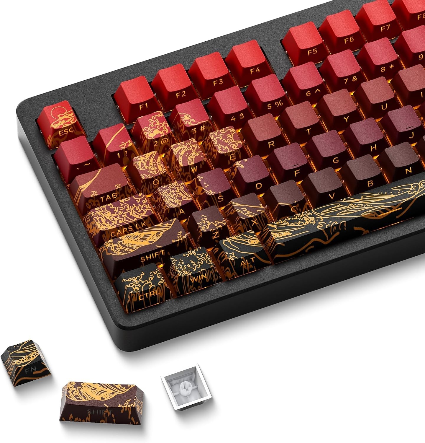 Red XVX Shine Through Double Shot PBT Side Print Custom 129 Keys Set Profile