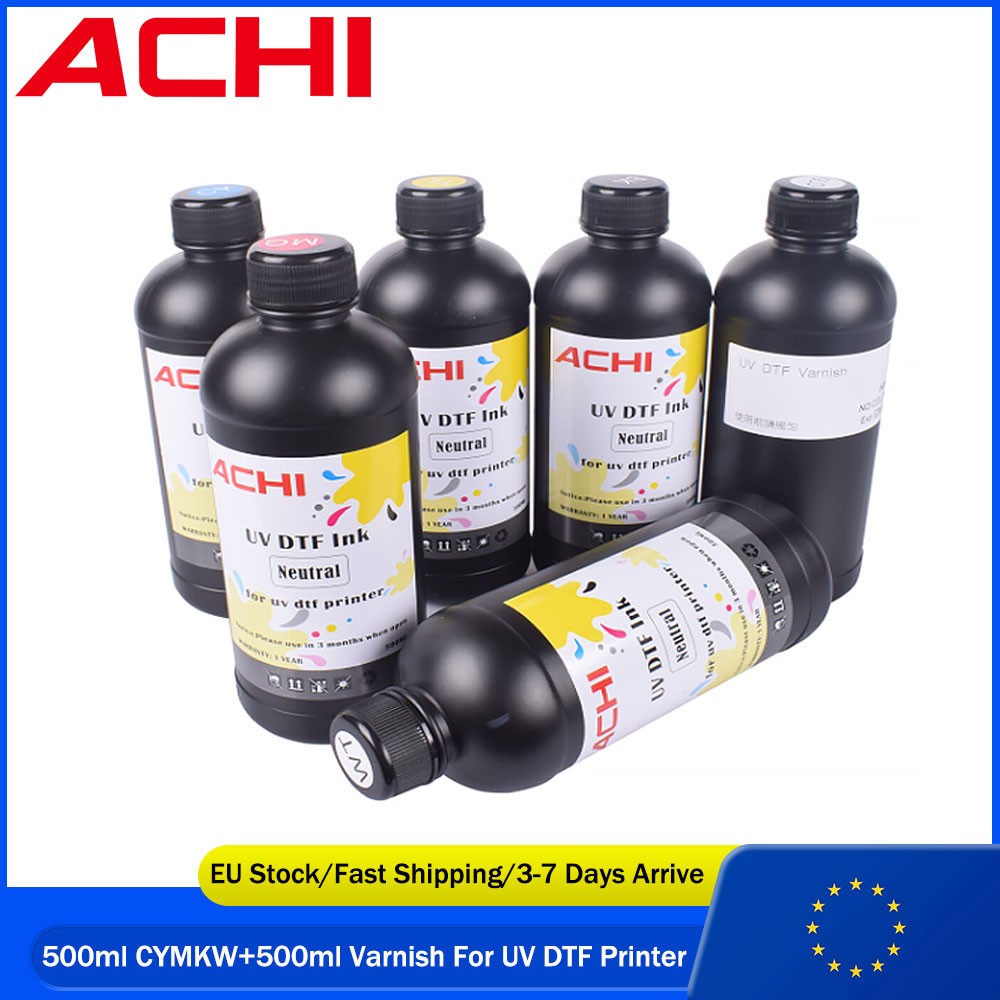 6*500ml UVDTF Ink For Epson XP600 TX800 A3 UV DTF Sticker Printer CMYKW + Varnish