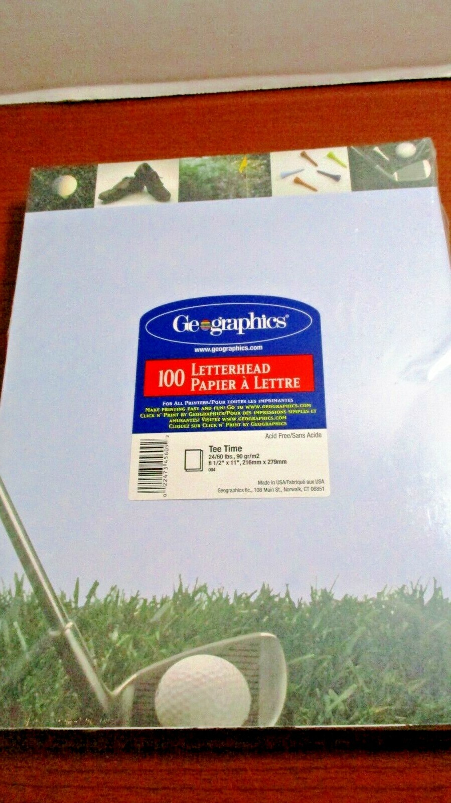 GEOGRAPHICS~100 Sheets 8.5"x11" TEE TIME GOLF LETTERHEAD PAPERS~All Printers