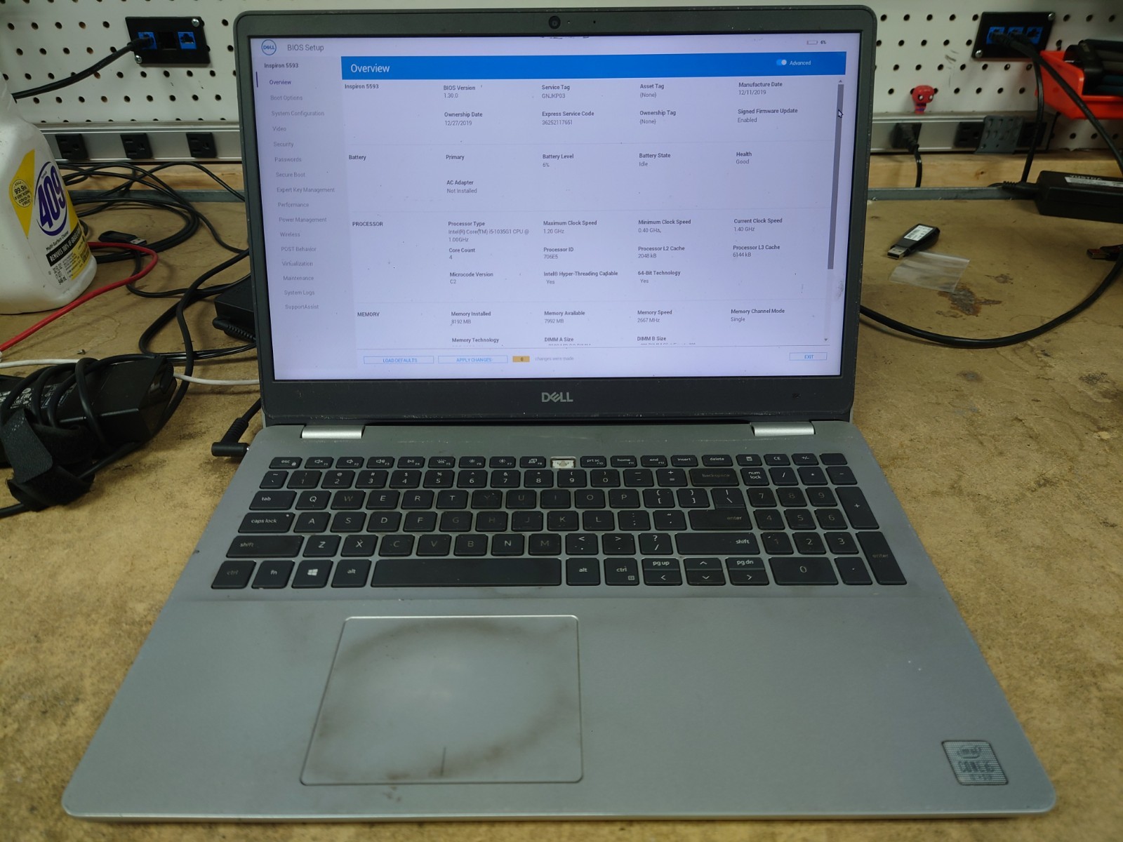 Dell Inspiron 5593 15.6" FHD i5-1035G1 8GB RAM No SSD
