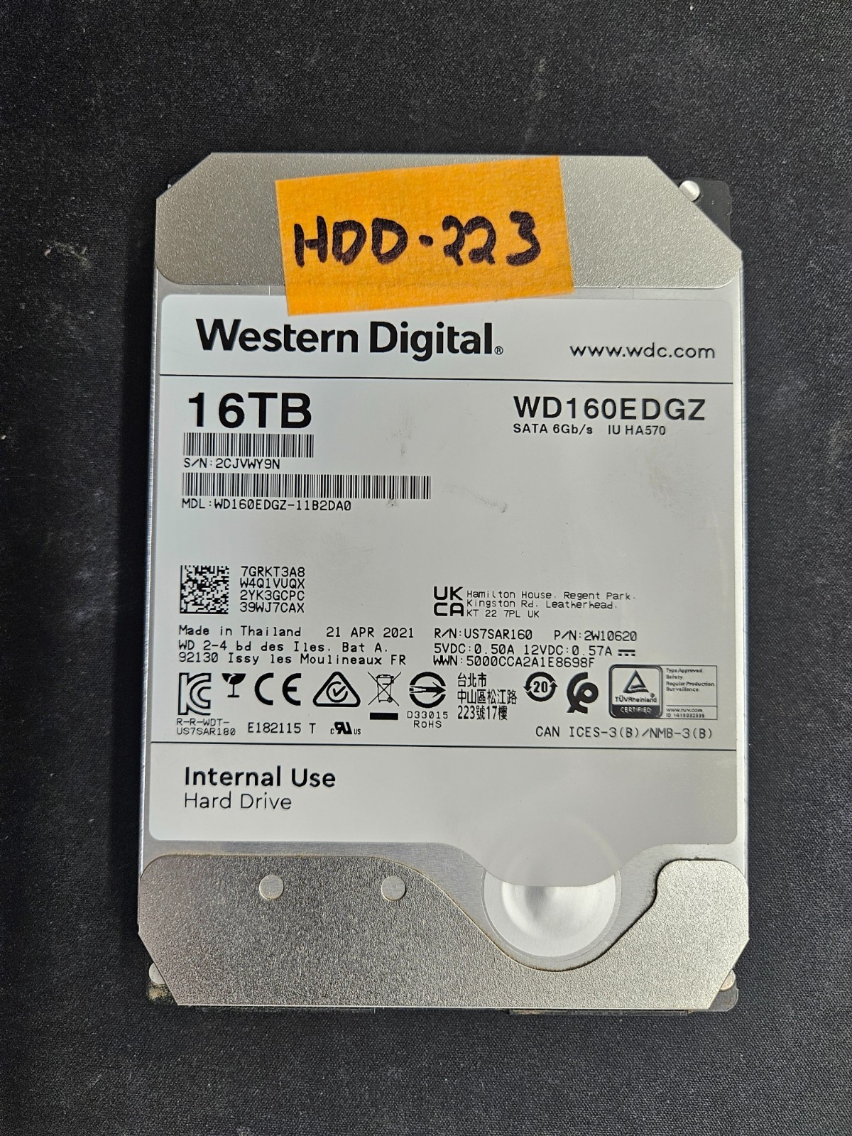 Western Digital WD160EDGZ 16TB 3.5" SATA 7200RPM Helium CMR Hard Drive Tested