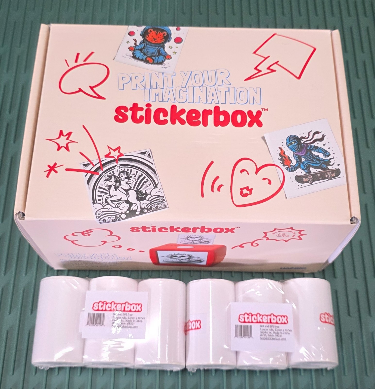 Stickerbox Hapiko Smart AI Voice Sticker Printer Thermal Sticker Maker 9x Rolls