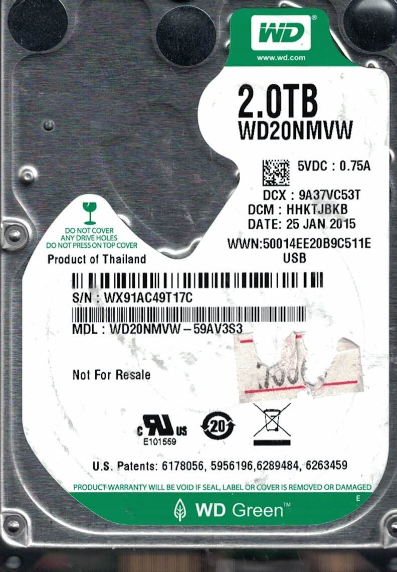 Western Digital WD20NMVW-59AV3S3 25 Jan 2015	HHKTJBKB