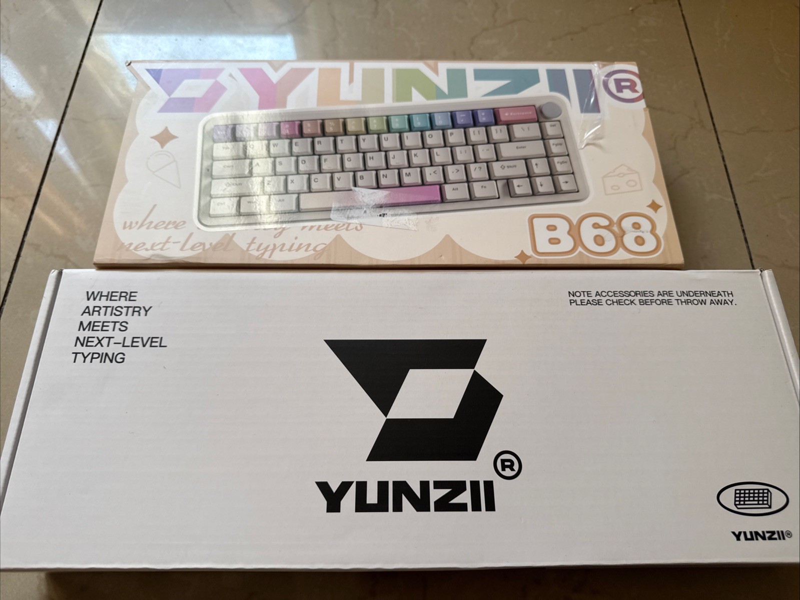 YUNZII B68 Tri-Mode Wireless COLORFUL Mechanical Keyboard - Beige Switch 2