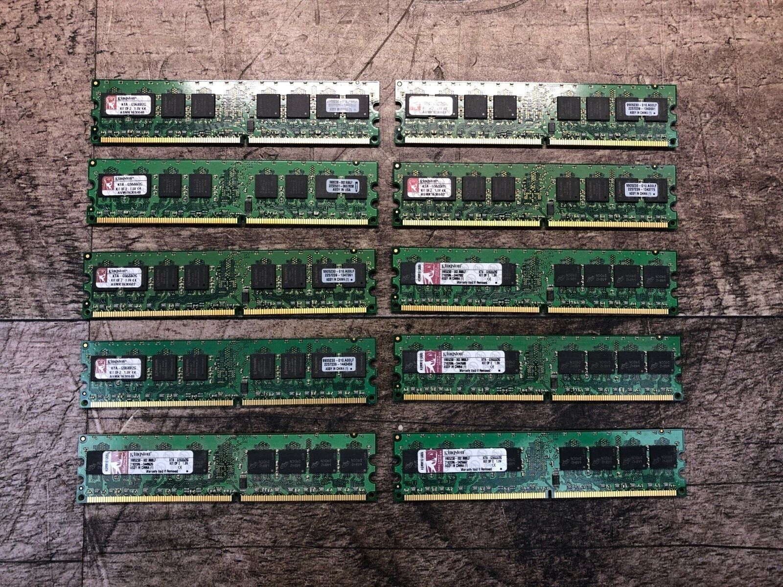 Lot of 10 Kingston KTA-G5533/2GB Kit of 2 RAM *Pulled from working system*