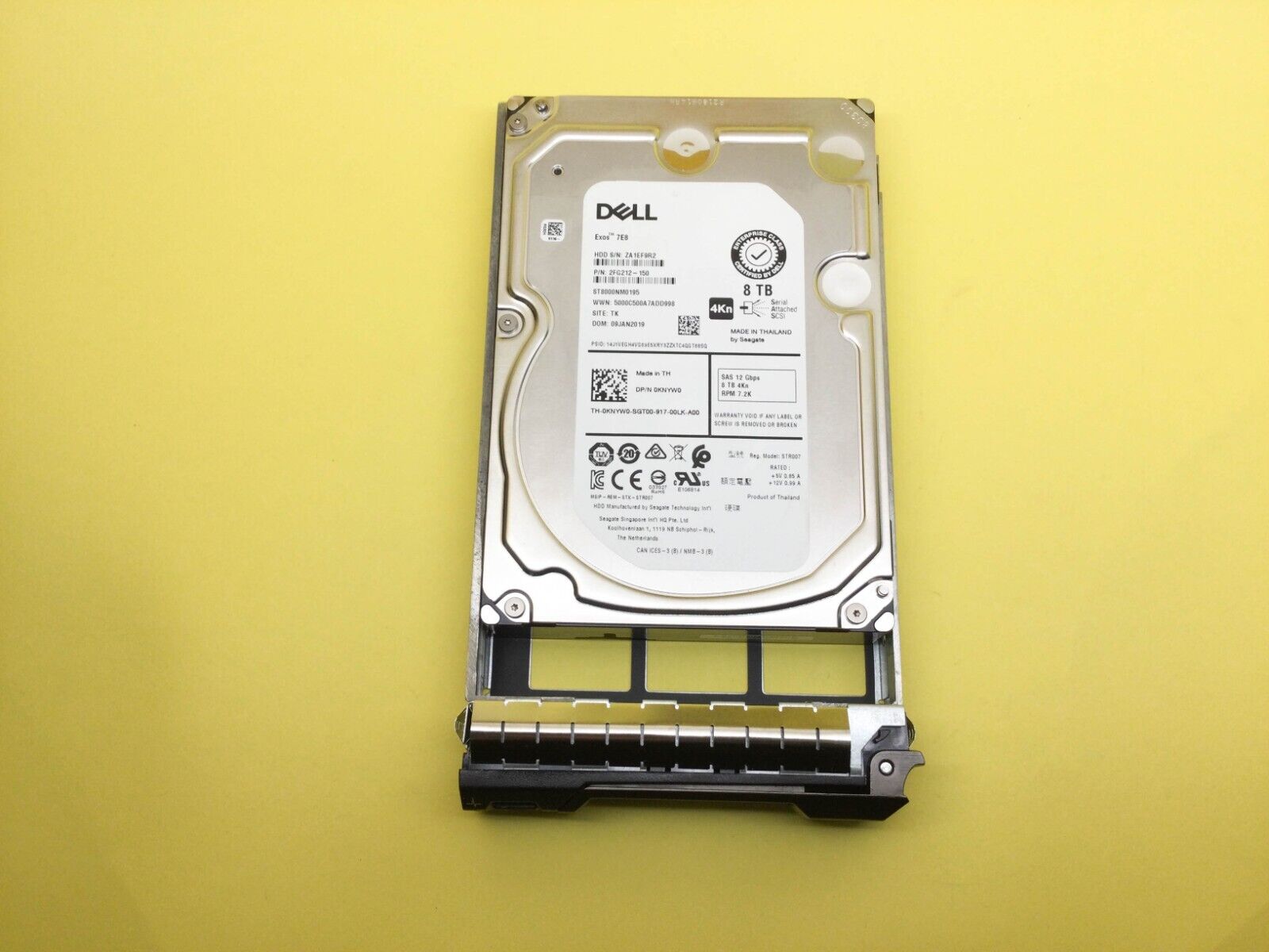 KNYW0 Dell 8TB 7.2K RPM SAS 12Gb/s 3.5\'\' 4Kn HDD 0KNYW0 ST8000NM0195
