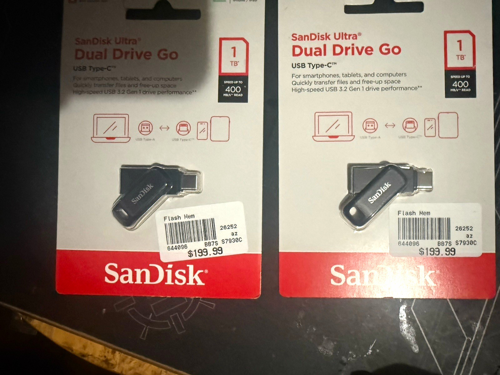SanDisk Ultra Dual Drive Go Lot of 2 32GB USB-A/USB-C Flash Drive 400MB/s