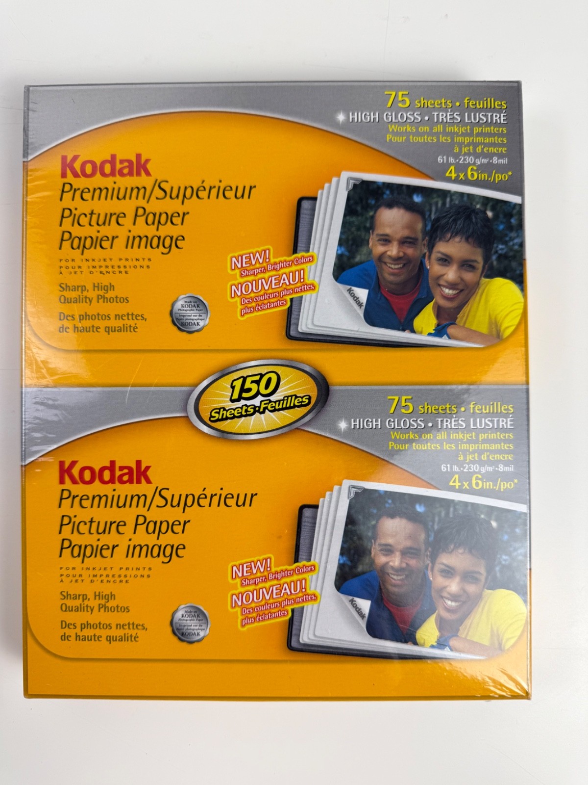 Kodak  Lot (2) Premium Picture Paper, High Gloss, 4x6'' (75 Sheets x2=150)