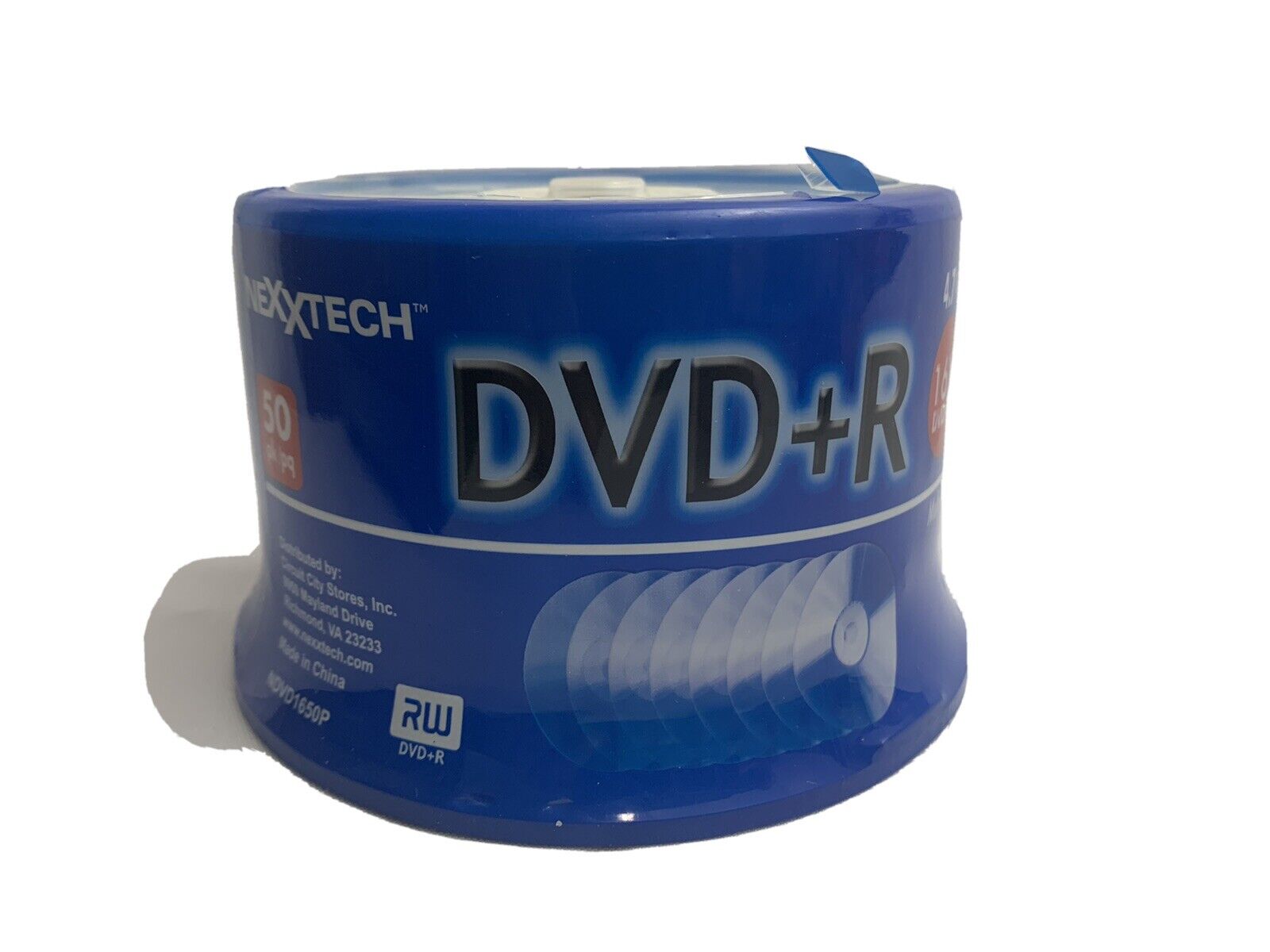 Nexxtech 16x DVD-R 4.7GB 120 Min Video Multi-Speed, up to 16x - 50 Pack