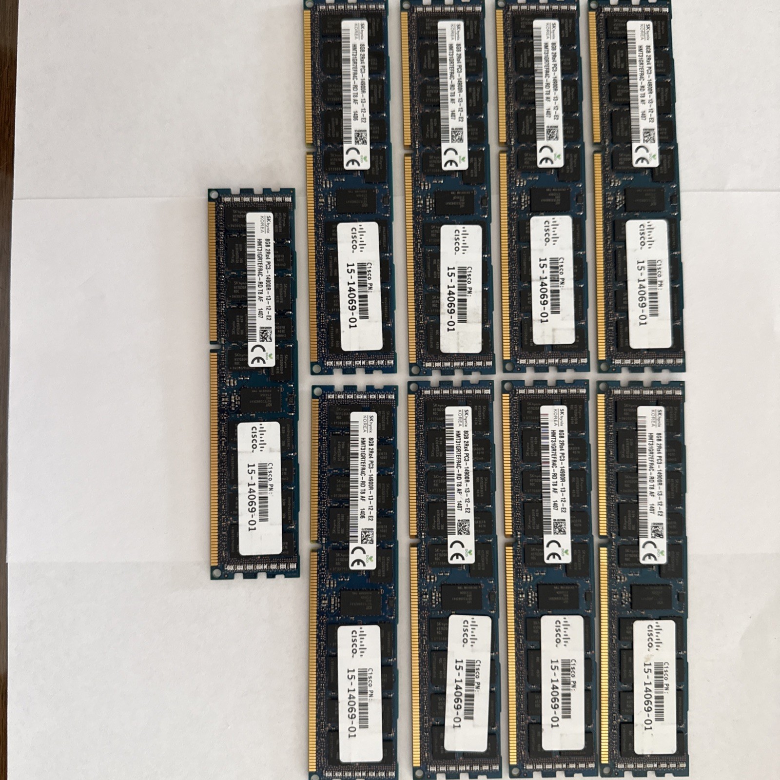 LOT OF 9 SK hynix 8gb DDR3 PC3-14900R  DIMM Server Memory. 