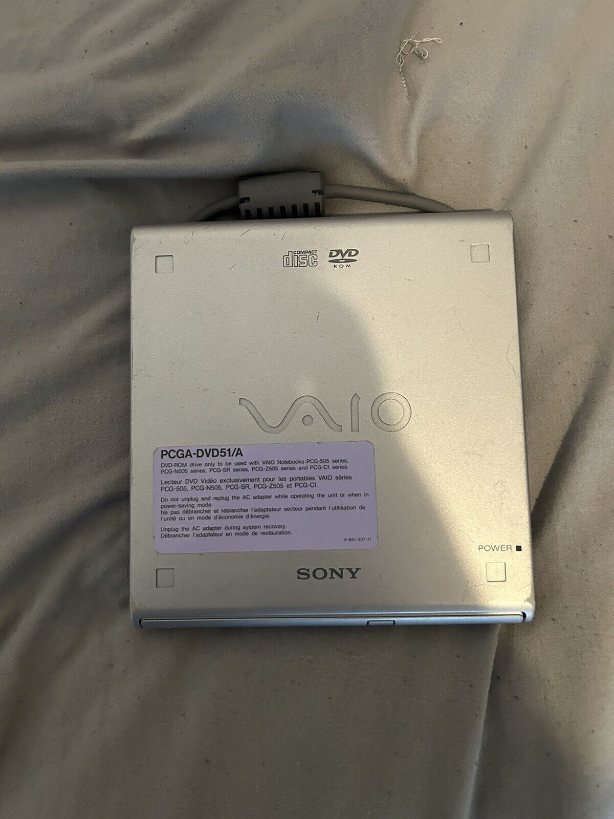 Sony External 8x Speed DVD-ROM Disk Drive PC Card/PCMCIA - White (PCGA-DVD51)