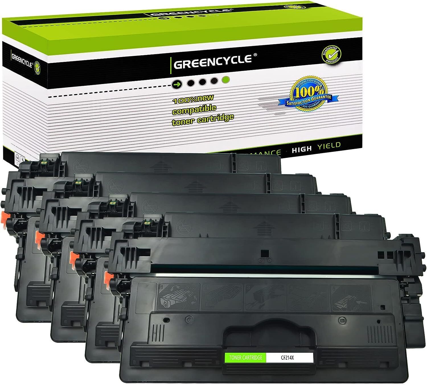 4PK Greencycle CF214X 14X Laser Toner Compatible for HP Laserjet M725f/M725z MFP