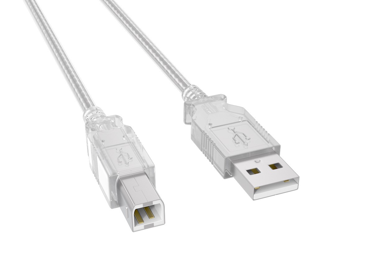 15ft USB 2.0 A to B Printer Cable Double Shielded 480Mbps Certified Clear