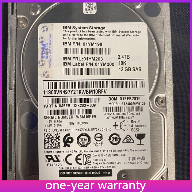 IBM 2078 AC6B 2.4TB 12GB 10K SAS 01YM198 01YM200 01YM203 Hard Drive HDD