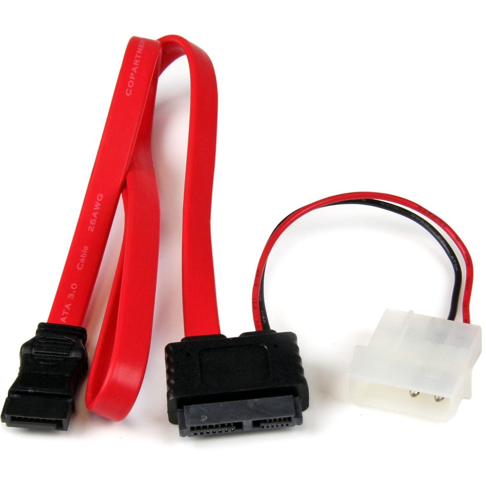 36" Slimline SATA to SATA Cable with LP4 Power Connector - High-Speed Data Trans