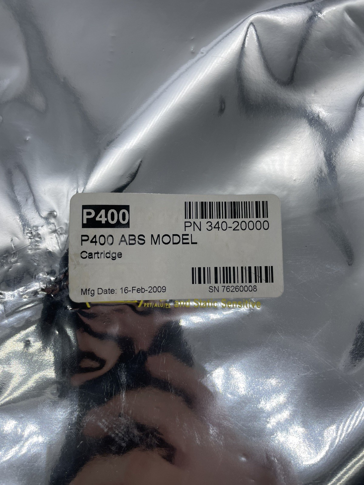 340-20000 Stratasys 3D Printer Cartridge P400 ABS / White Cartridge New No Box