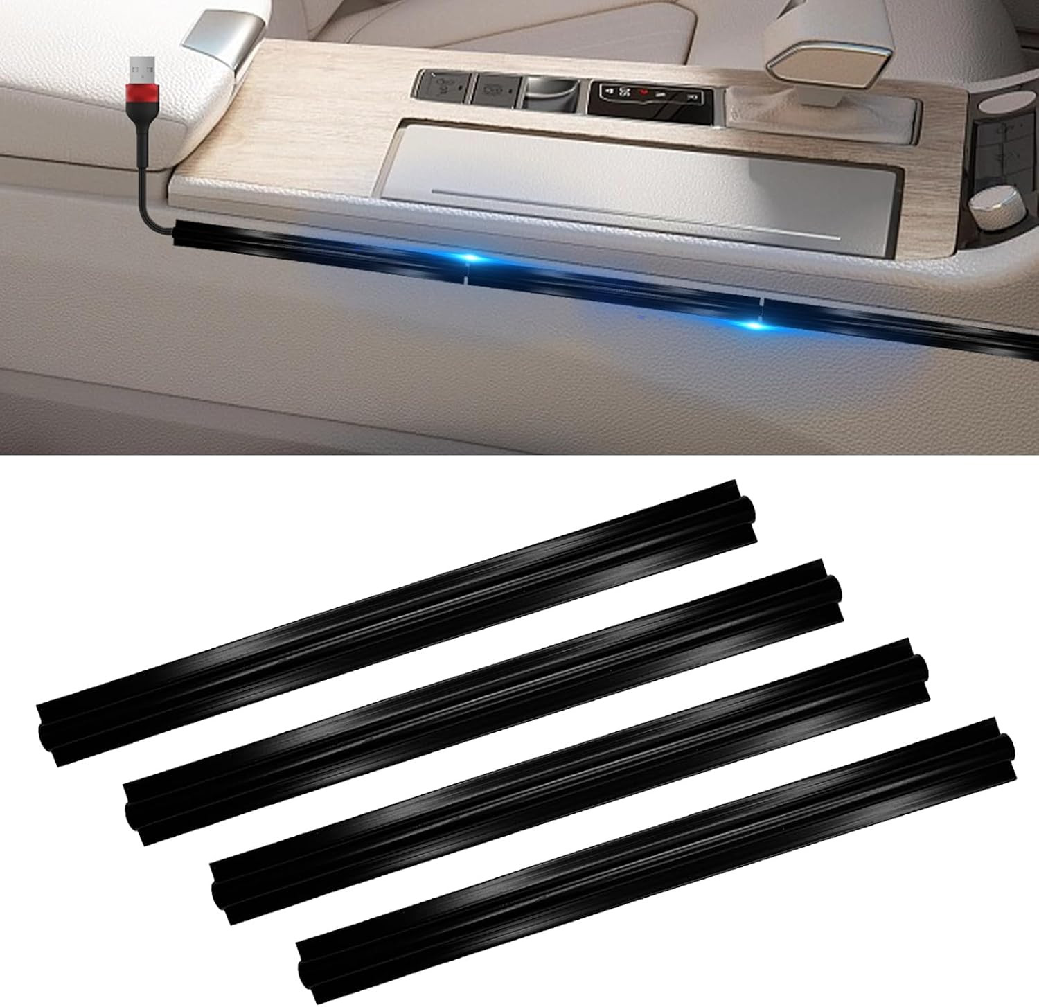 4Pcs Car Cable Management Wire Cover Adhesive Cord Organizer Sleeves