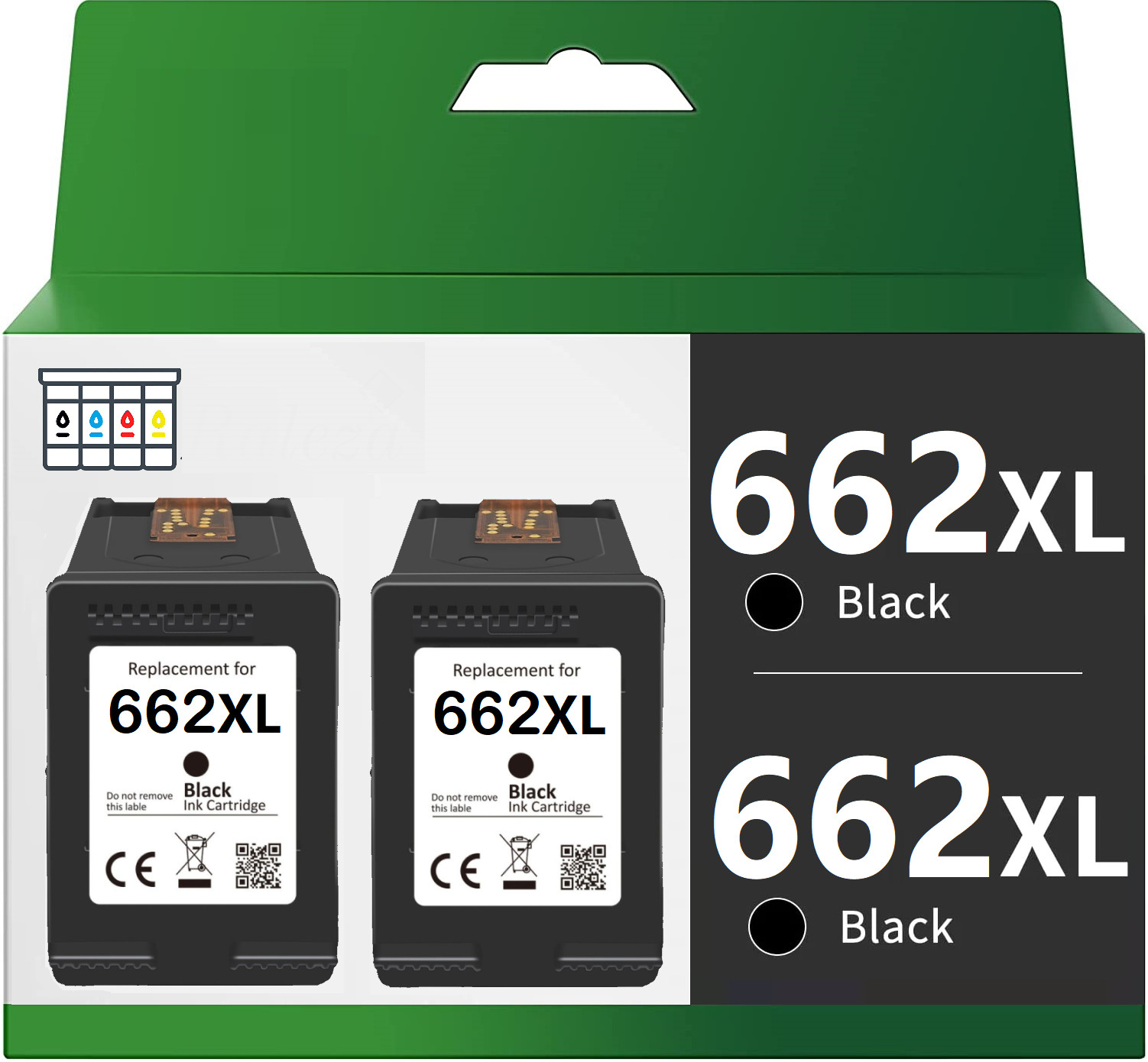 2pk Compatible for HP 662XL Black Ink Cartridge CZ105AL for Deskjet 1515 2515