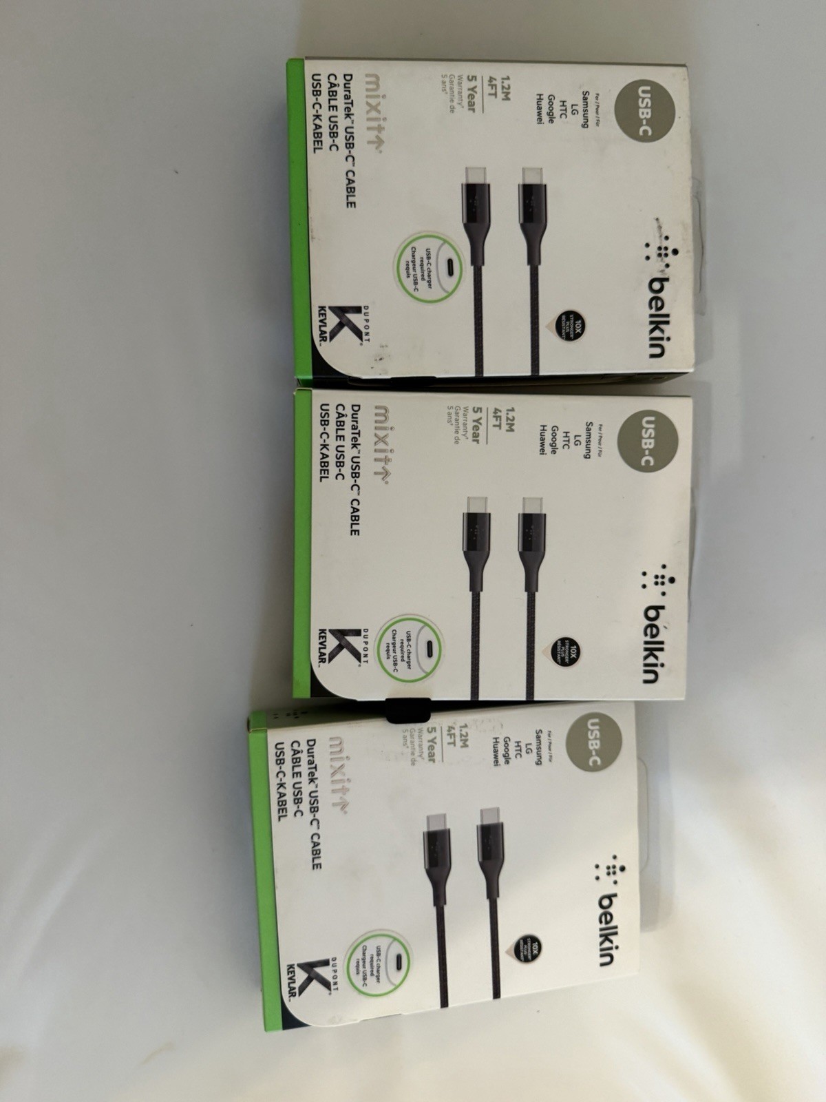 Belkin BoostCharge USB A to USB C Charging Cable 6.6ft Black CAB001BT2MBK 3 Pack