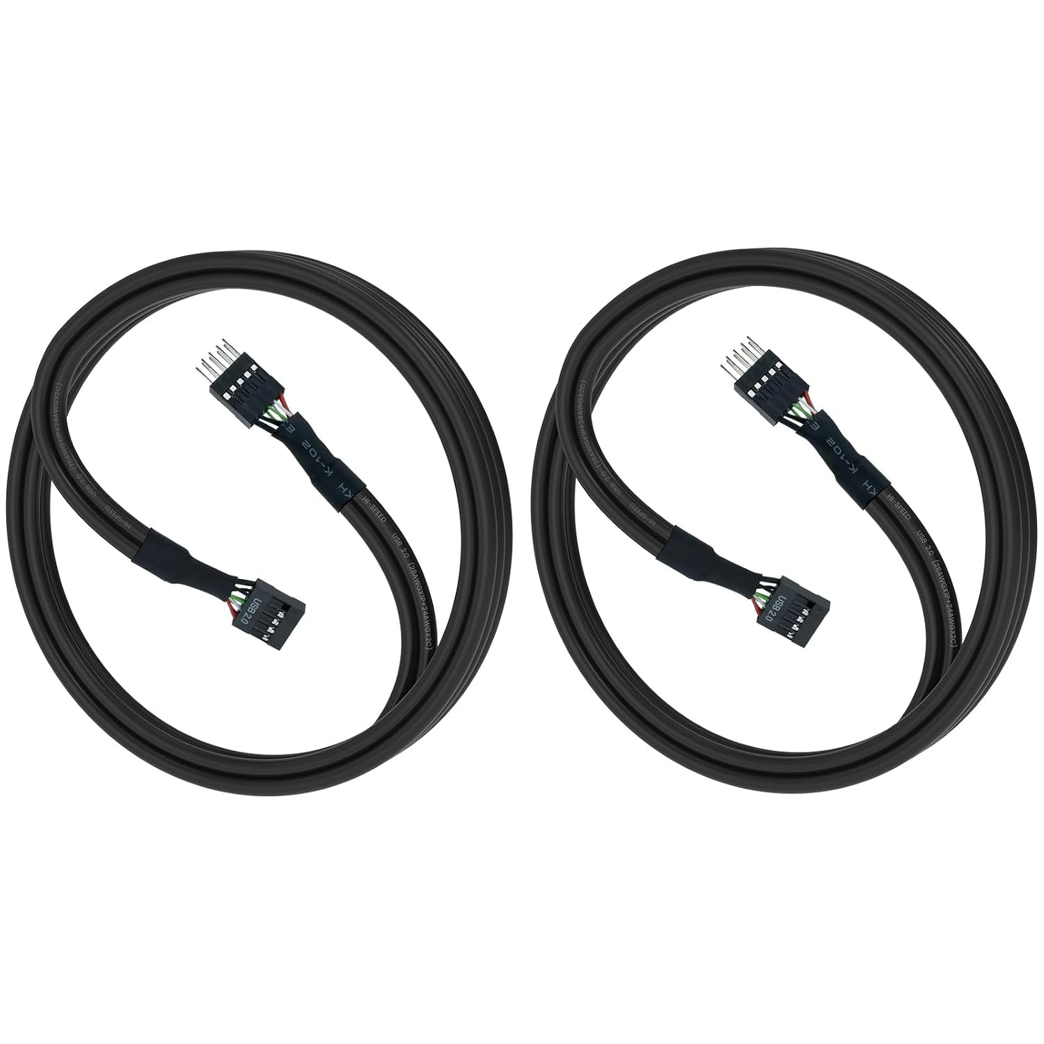 2 Pcs USB Header Extension Cable USB 2.0 9-Pin Male to Female
