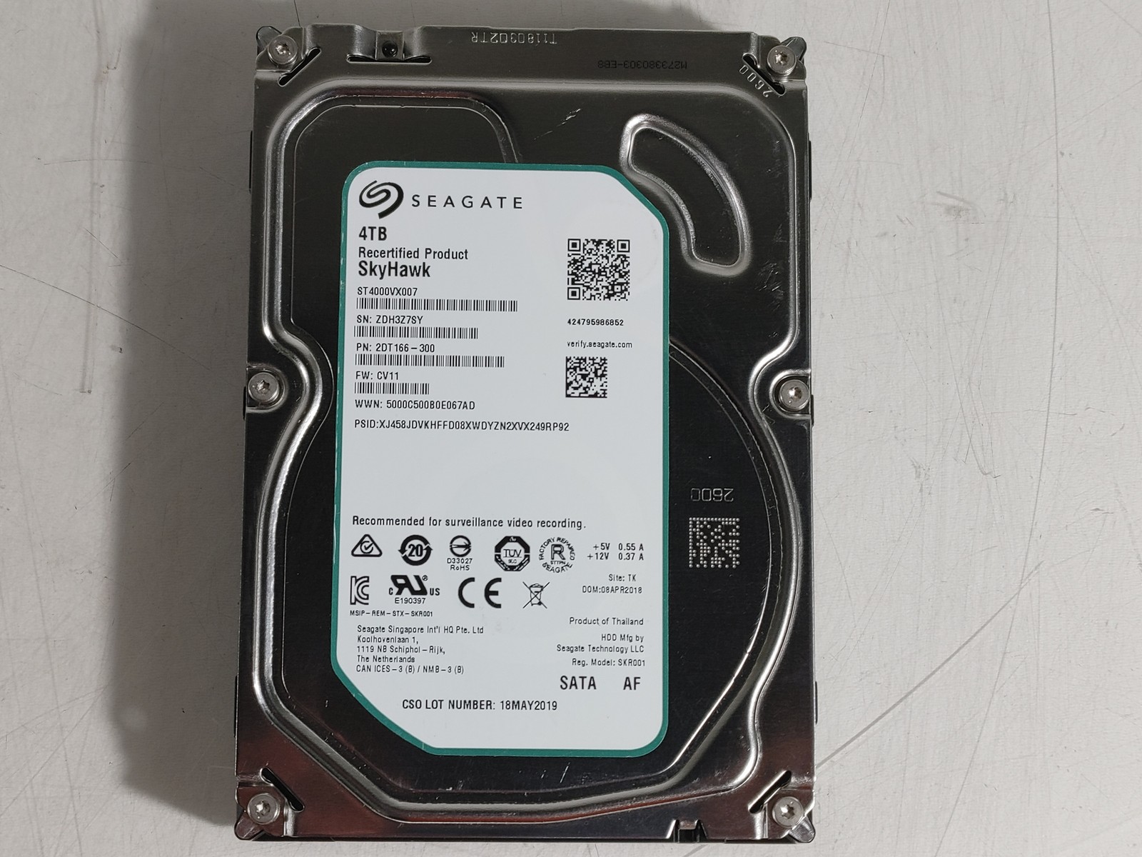 Seagate Recertified ST4000VX007 4 TB SATA III 3.5 in Surveillance Drive