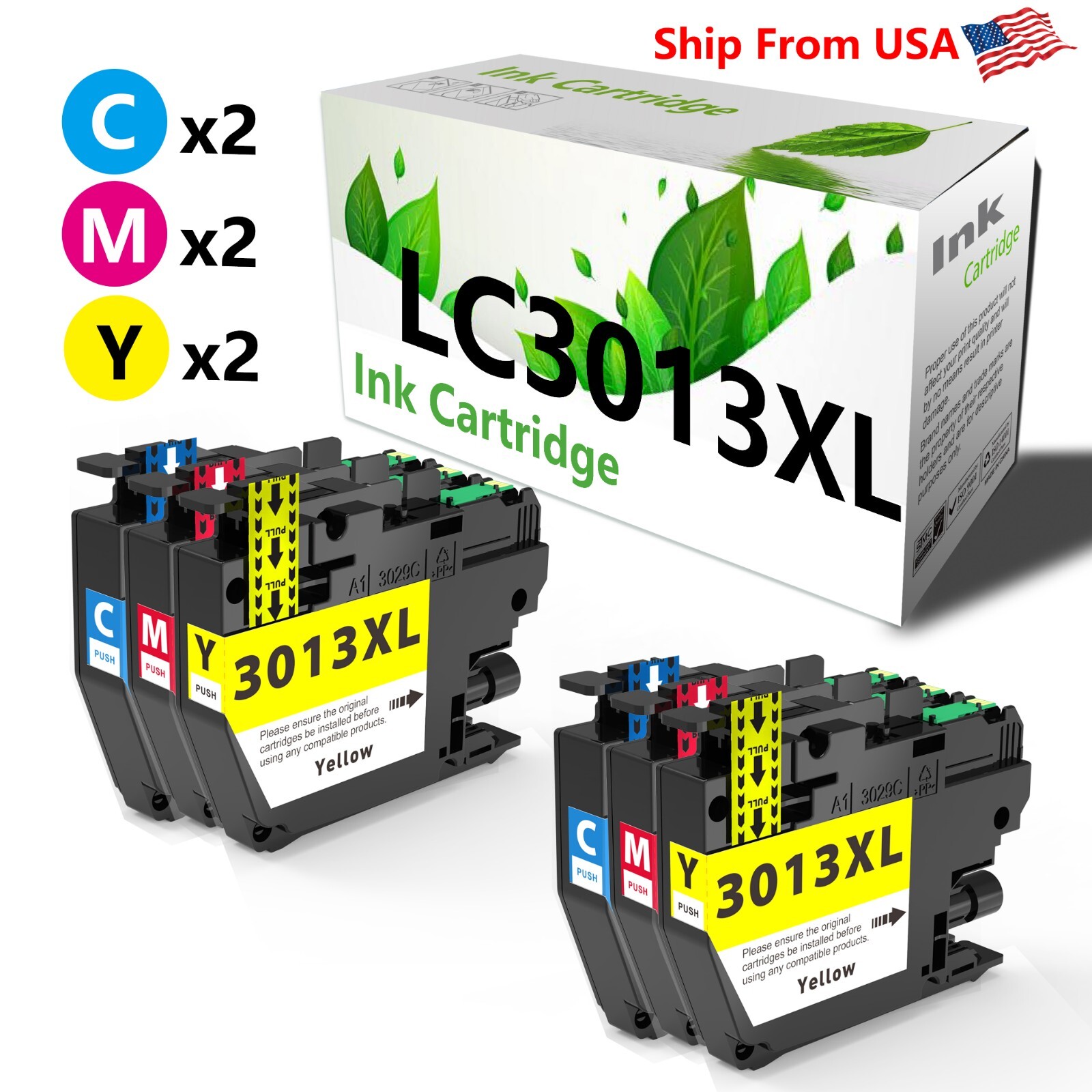 6PK replace for Brother LC3013 Ink Cartridge Color for MFC J690DW J895DW J497DW
