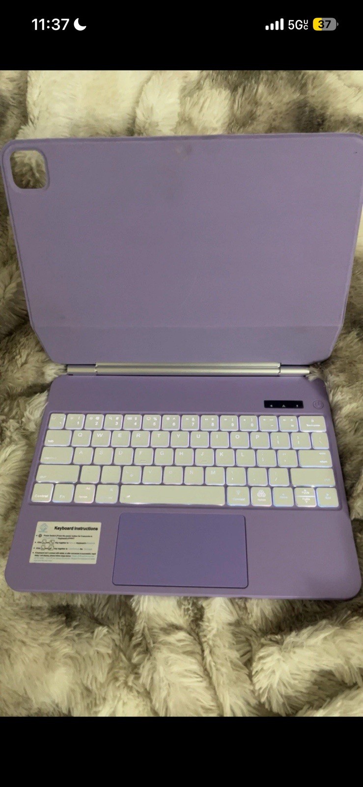 Purple Rigid Plastic Keyboard Folio Case with Backlit Keyboard