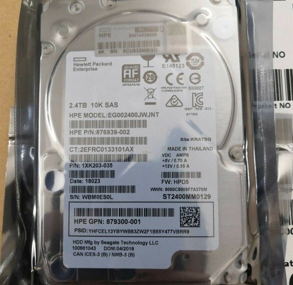 881457-B21 NEW 881507-001 HPE 2.4TB 12G SAS 10K 2.5" SFF 512e DS HDD Hard