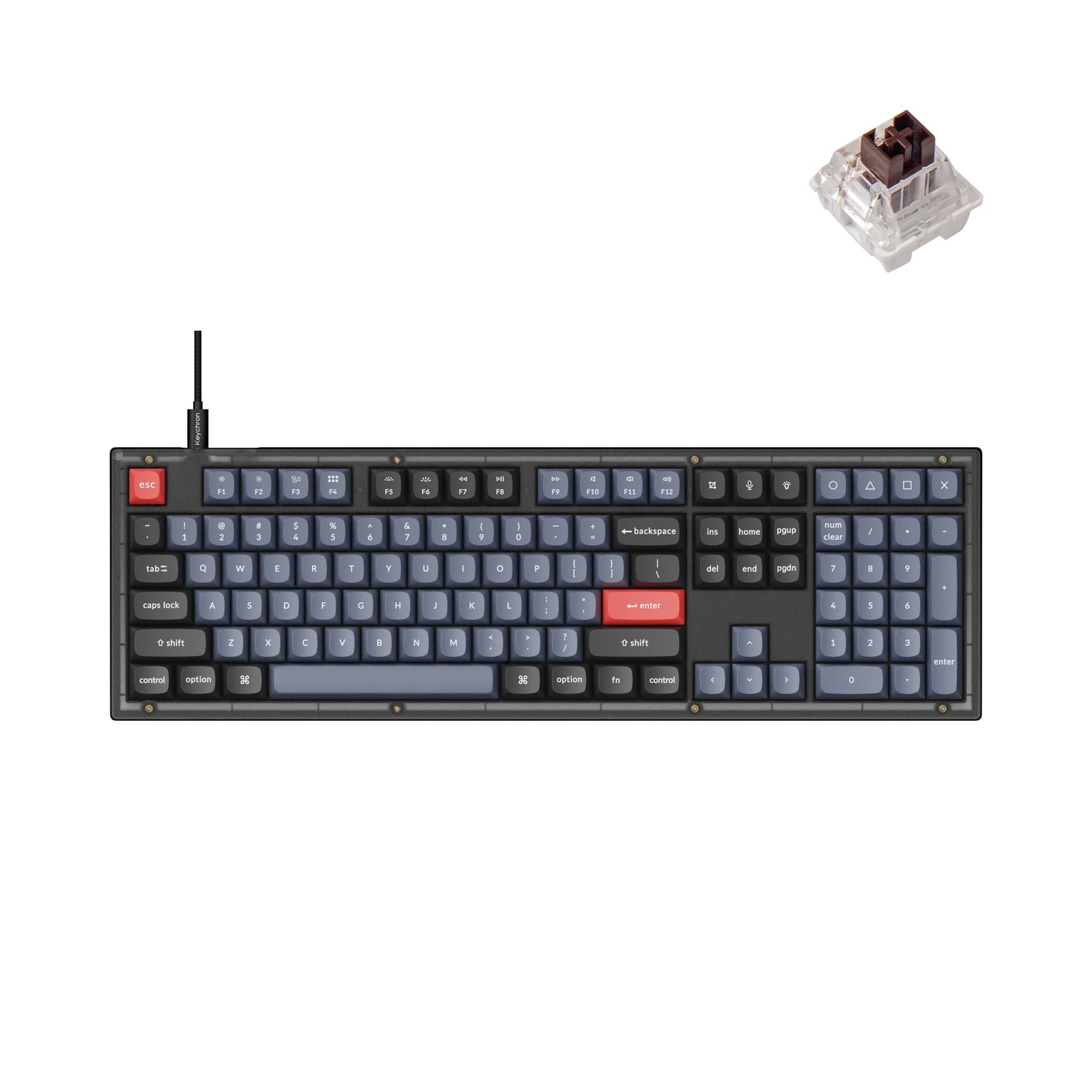 Keychron V6 Wired Custom Mechanical Keyboard, Full-Size QMK/VIA Programmable ...