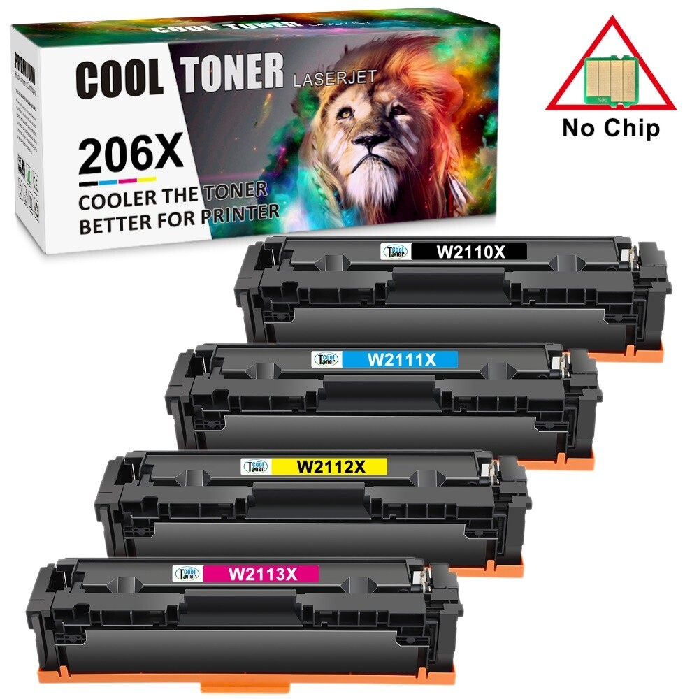 4PCS 206X W2110X Toner No Chip For HP LaserJet MFP M282nw M283fdw M283cdw
