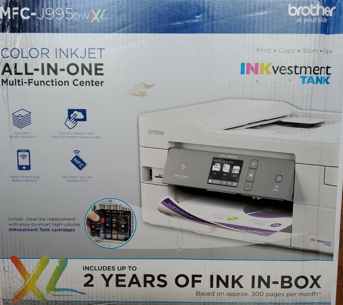 Brother MFC-J995DW XL Color Inkjet  Printer, INKvestment Tank, All-in-One