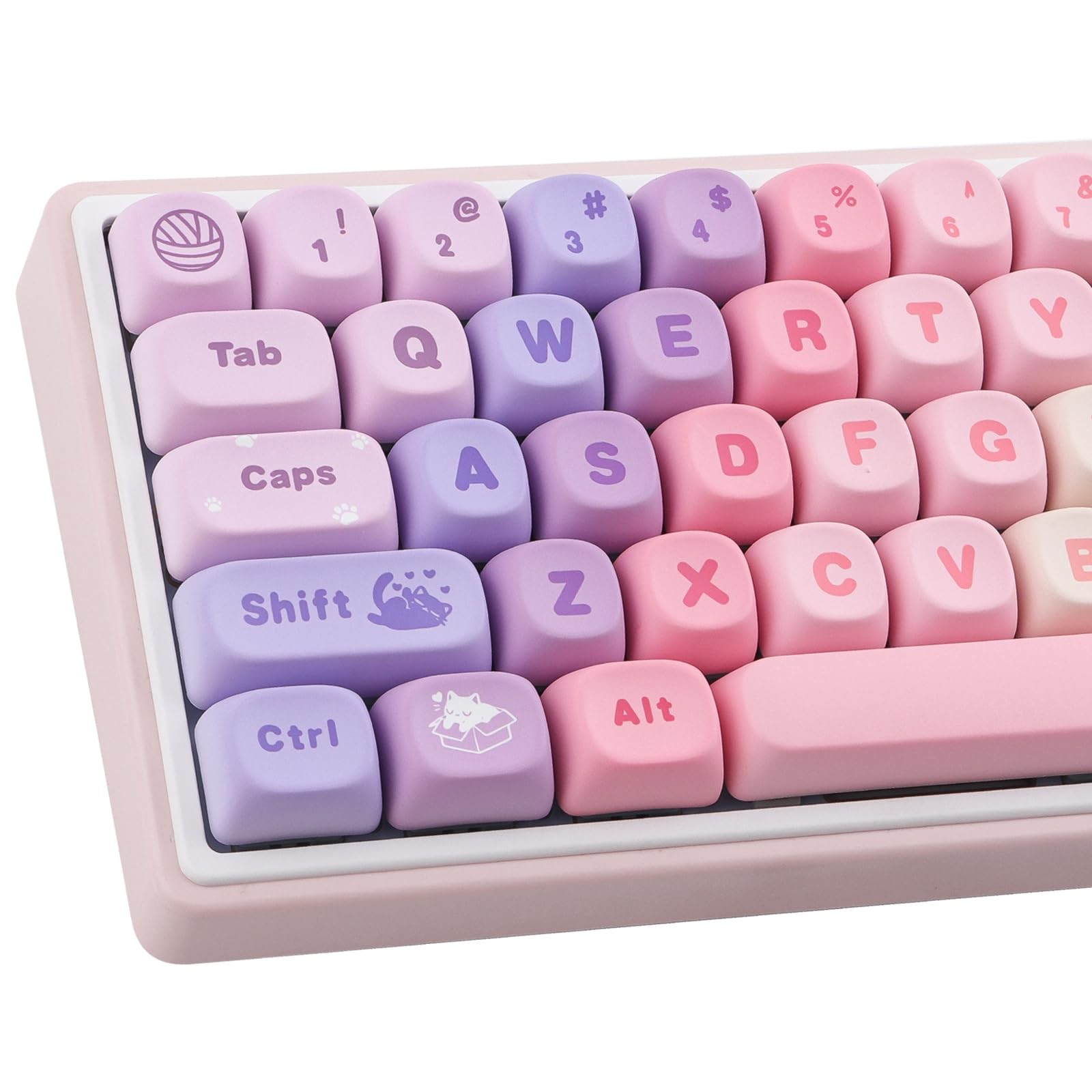 PBT Keycaps 136 Keys MOA Cute Gradient Cat Mechanical Keyboard Custom Keys Cap