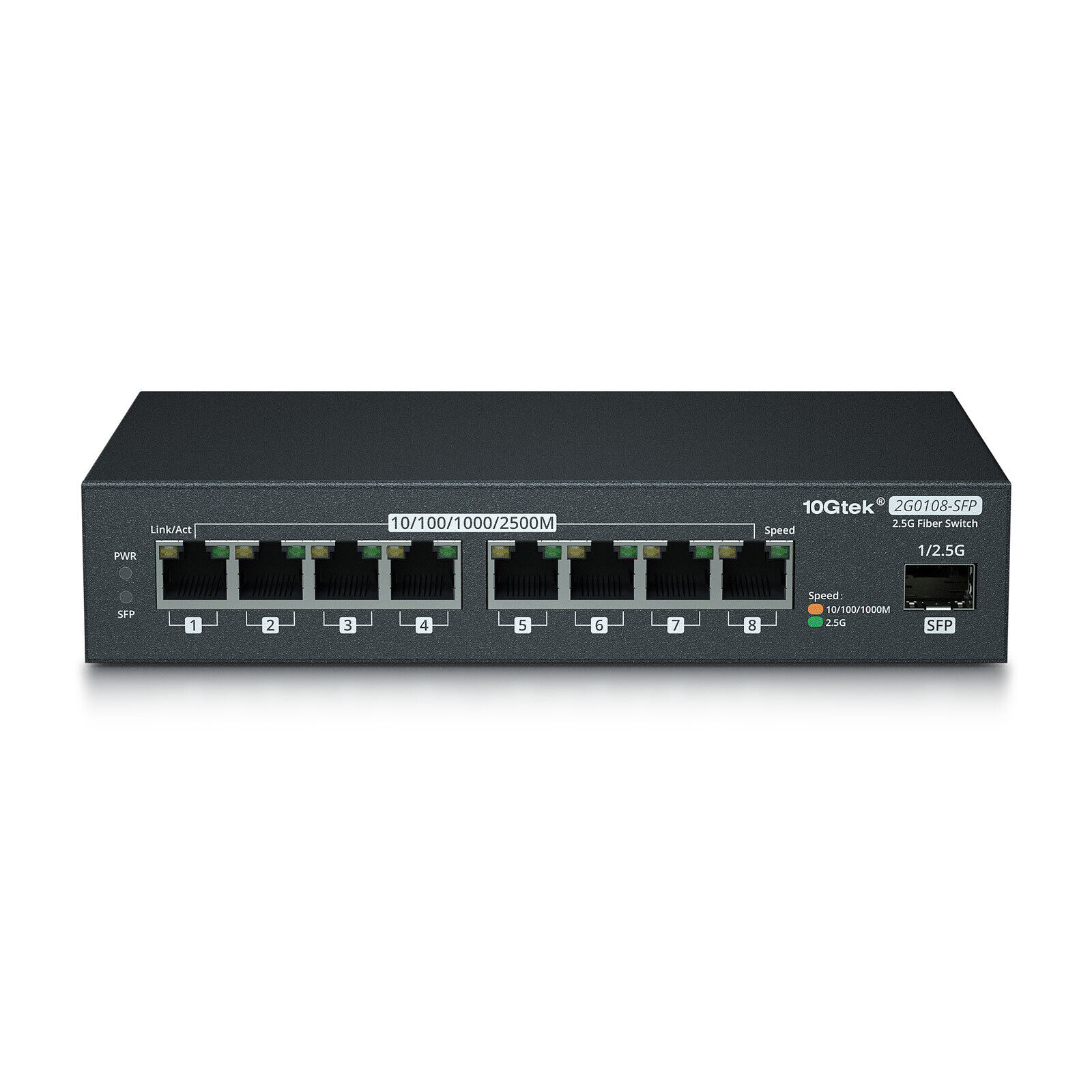 8 Ports Media Converter SFP, 1000M/2.5G Multi Gigabit Ethernet Network Switch